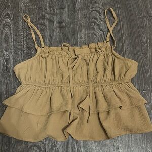 Wild Fable Tan Ruffle Crop Top